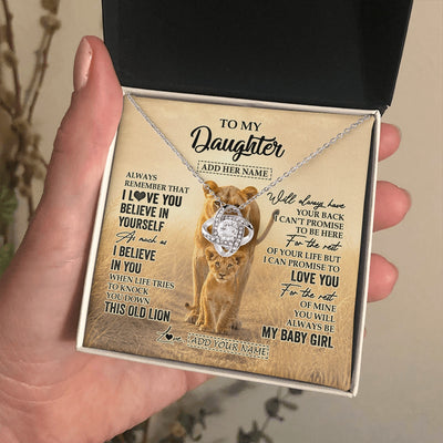 Love Knot Necklace 14K White Gold Finish | 2 | Personalized To My Daughter Gifts Necklace From Mom Mother Always Remember Lion Gifts For Daughter Birthday Graduation Christmas Custom Gift Box Message Card | https://siriusteestore.