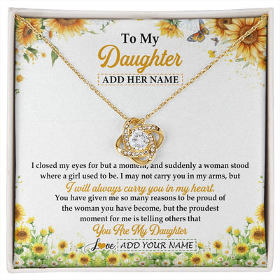 Love Knot Necklace 18K Yellow Gold Finish | 1 | Personalized To My Daughter Gifts Necklace From Mom Mother Dad I Closed My Eyes Sunflower Best Daughter Birthday Gifts Christmas Custom Gift Box Message Card | siriusteestore.myshopify