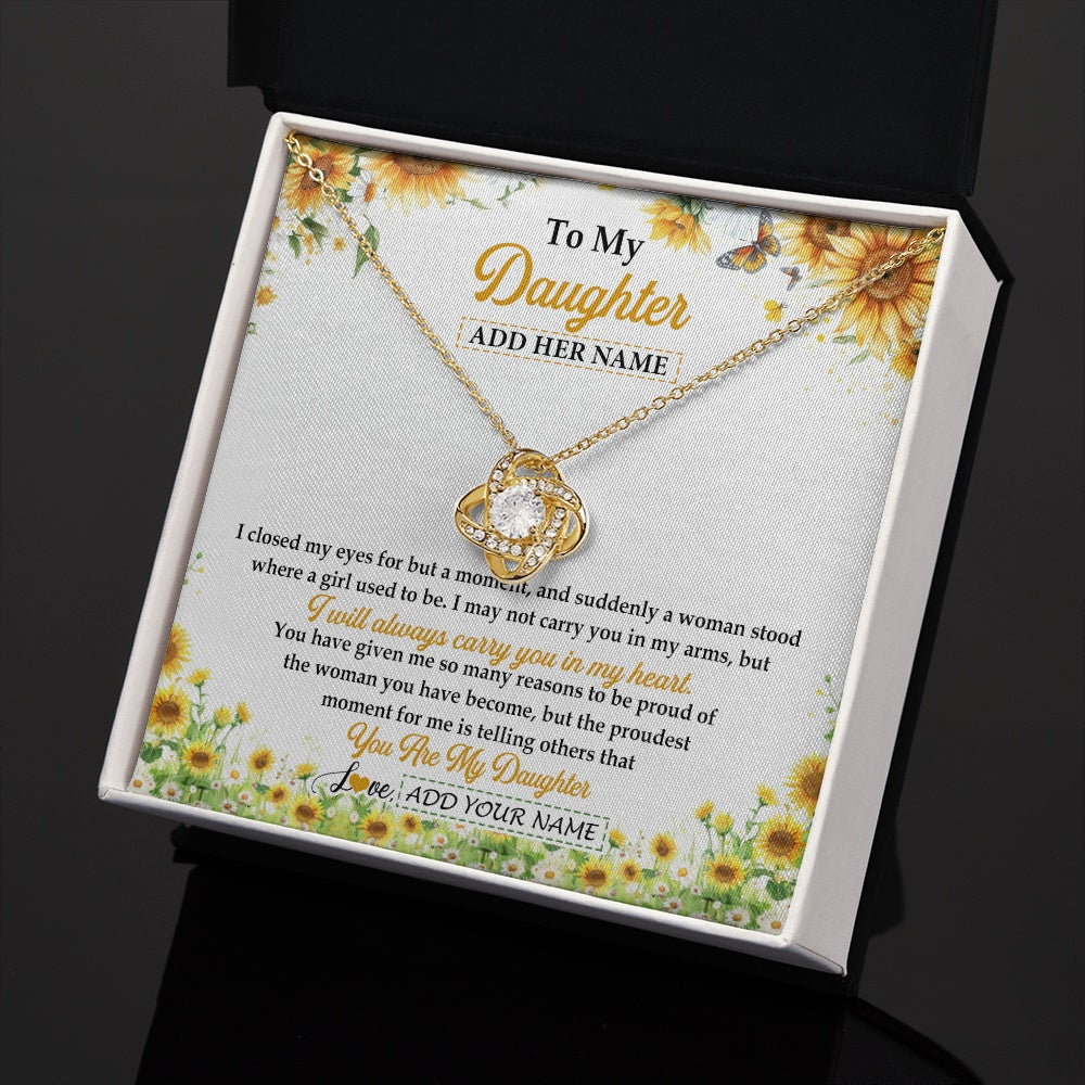 Love Knot Necklace 18K Yellow Gold Finish | 2 | Personalized To My Daughter Gifts Necklace From Mom Mother Dad I Closed My Eyes Sunflower Best Daughter Birthday Gifts Christmas Custom Gift Box Message Card | siriusteestore.myshopify