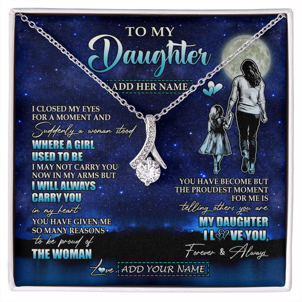 Alluring Beauty Necklace 14K White Gold Finish | 1 | Personalized To My Daughter Gifts Necklace From Mom Mother I Closed My Eyes For A Moment Daughter Birthday Graduation Christmas Custom Gift Box Message Card | siriusteestore.myshopify