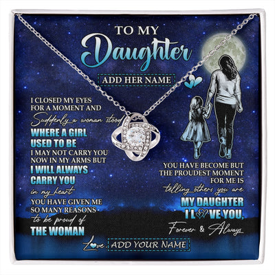 Love Knot Necklace 14K White Gold Finish | 1 | Personalized To My Daughter Gifts Necklace From Mom Mother I Closed My Eyes For A Moment Daughter Birthday Graduation Christmas Custom Gift Box Message Card | siriusteestore.myshopify