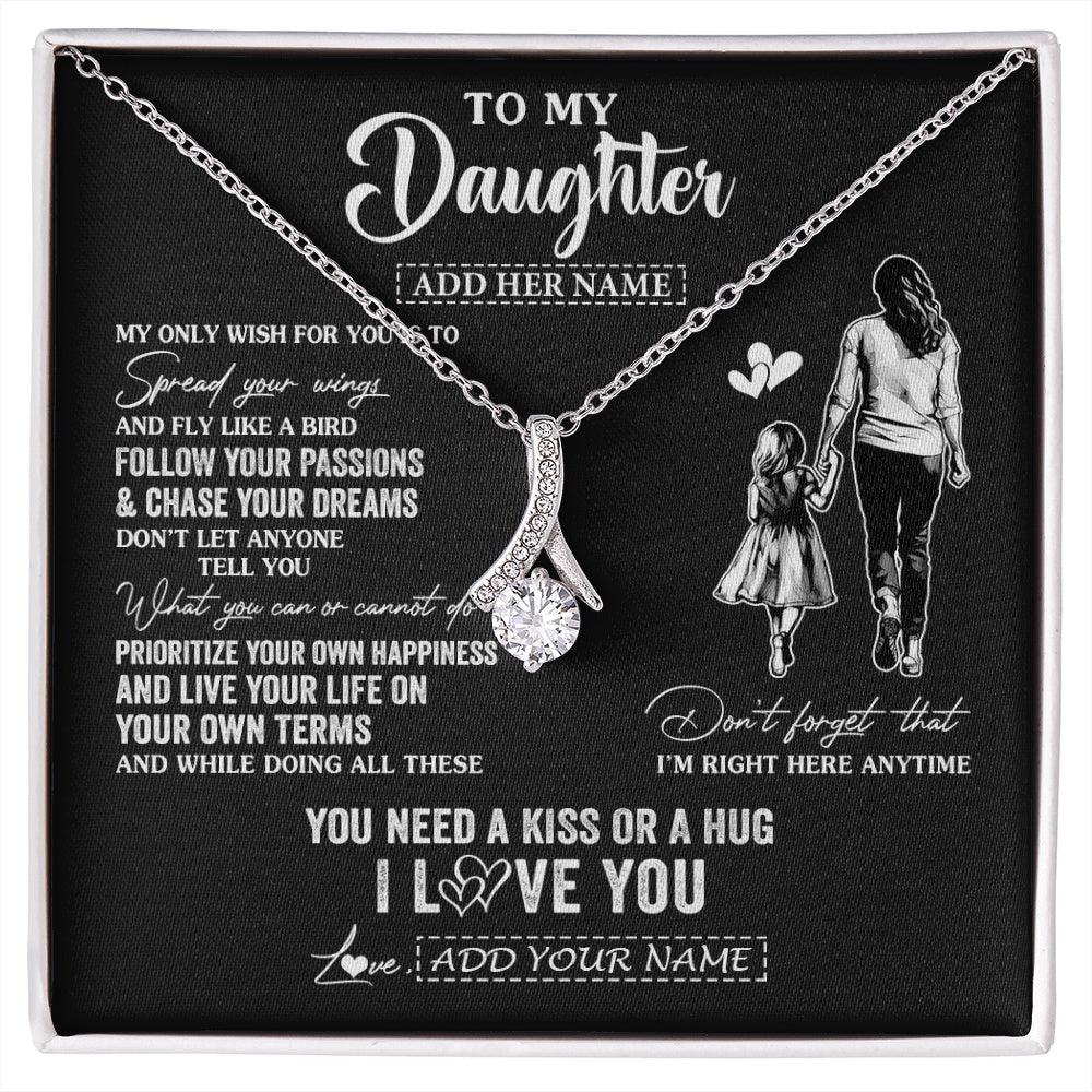 Alluring Beauty Necklace 14K White Gold Finish | 1 | Personalized To My Daughter Gifts Necklace From Mom Mother My Only Wish For You Daughter Birthday Gifts Graduation Christmas Customized Gift Box Message Card | siriusteestore.myshopify