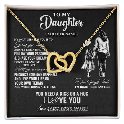 Interlocking Hearts Necklace 18K Yellow Gold Finish | 1 | Personalized To My Daughter Gifts Necklace From Mom Mother My Only Wish For You Daughter Birthday Gifts Graduation Christmas Customized Gift Box Message Card | siriusteestore.myshopify