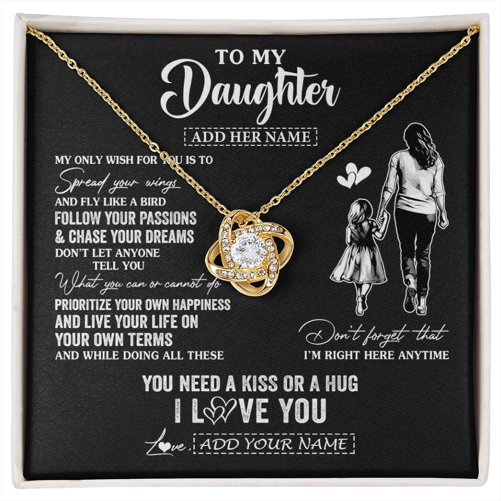Love Knot Necklace 18K Yellow Gold Finish | 1 | Personalized To My Daughter Gifts Necklace From Mom Mother My Only Wish For You Daughter Birthday Gifts Graduation Christmas Customized Gift Box Message Card | siriusteestore.myshopify