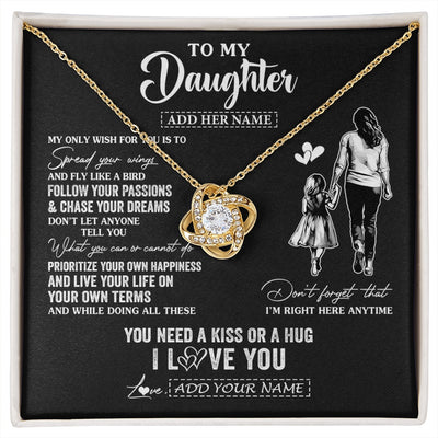 Love Knot Necklace 18K Yellow Gold Finish | 1 | Personalized To My Daughter Gifts Necklace From Mom Mother My Only Wish For You Daughter Birthday Gifts Graduation Christmas Customized Gift Box Message Card | siriusteestore.myshopify