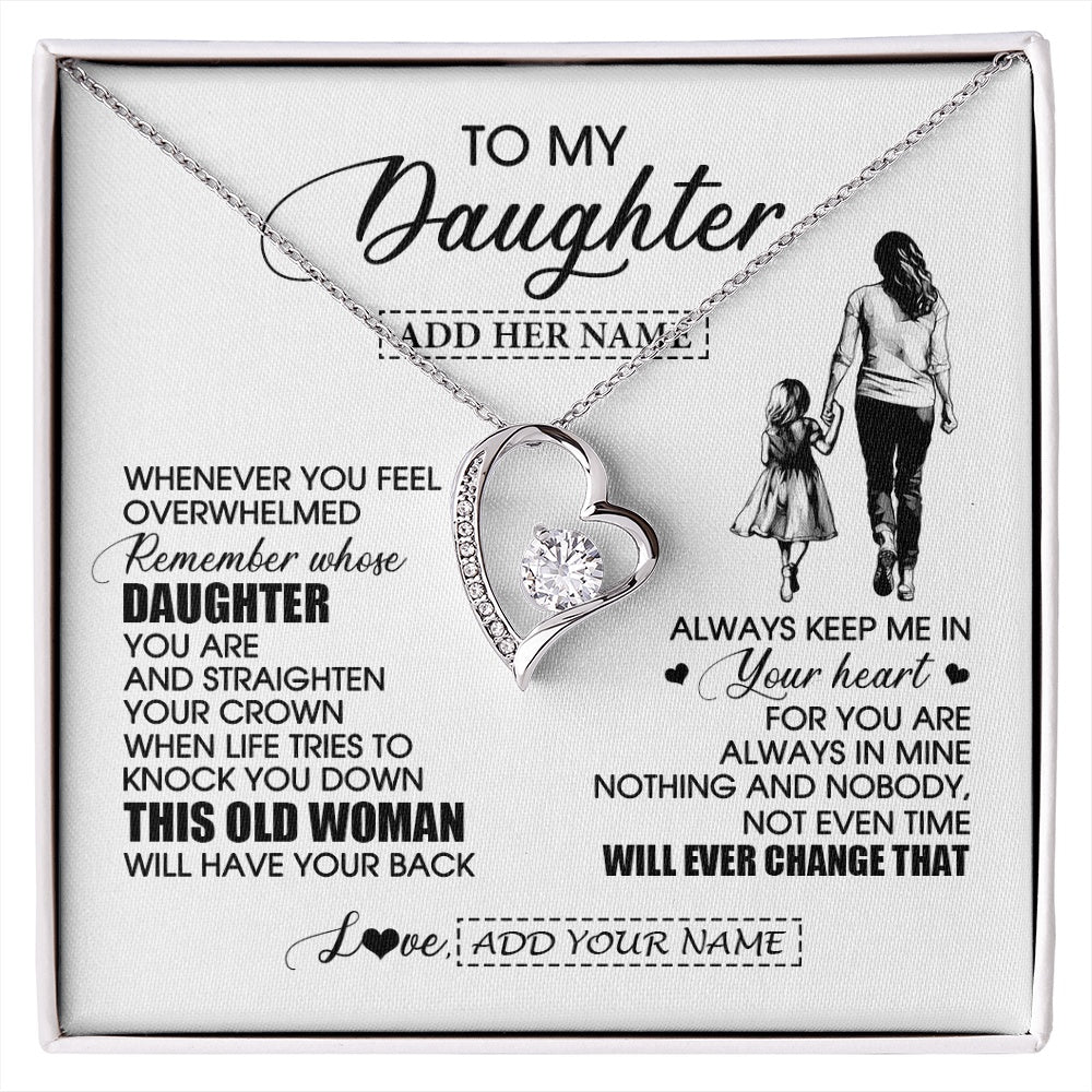Forever Love Necklace 14K White Gold Finish | 1 | Personalized To My Daughter Gifts Necklace From Mom Mother Whenever Woman Unique Birthday Gifts For Daughter Graduation Christmas Custom Gift Box Message Card | siriusteestore.myshopify