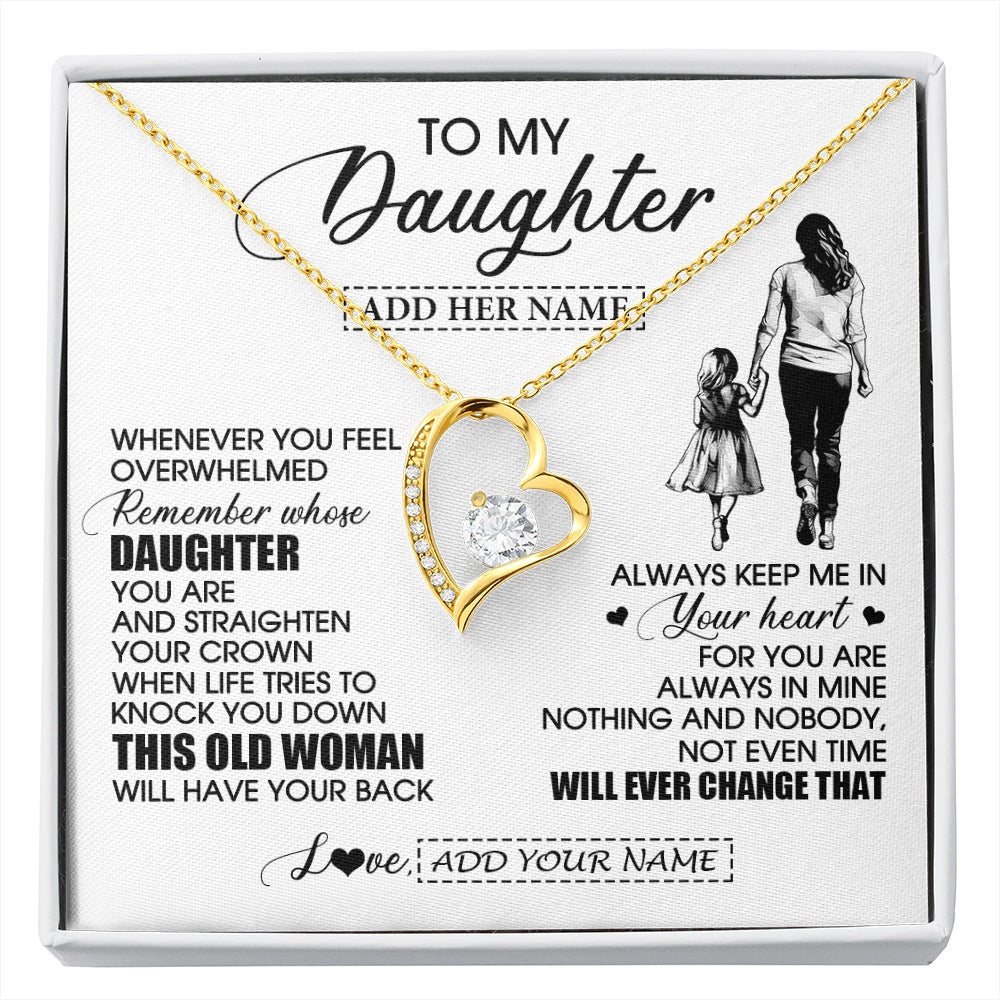 Forever Love Necklace 18K Yellow Gold Finish | 1 | Personalized To My Daughter Gifts Necklace From Mom Mother Whenever Woman Unique Birthday Gifts For Daughter Graduation Christmas Custom Gift Box Message Card | siriusteestore.myshopify