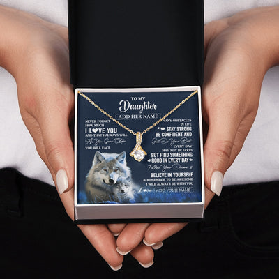 Alluring Beauty Necklace 18K Yellow Gold Finish | 2 | Personalized To My Daughter I Love You Forever Necklace From Mom Dad Mother Wolf Daughter Birthday Gifts Graduation Christmas Custom Gift Box Message Card | siriusteestore.myshopify
