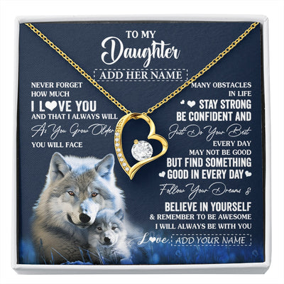 Forever Love Necklace 18K Yellow Gold Finish | 1 | Personalized To My Daughter I Love You Forever Necklace From Mom Dad Mother Wolf Daughter Birthday Gifts Graduation Christmas Custom Gift Box Message Card | siriusteestore.myshopify