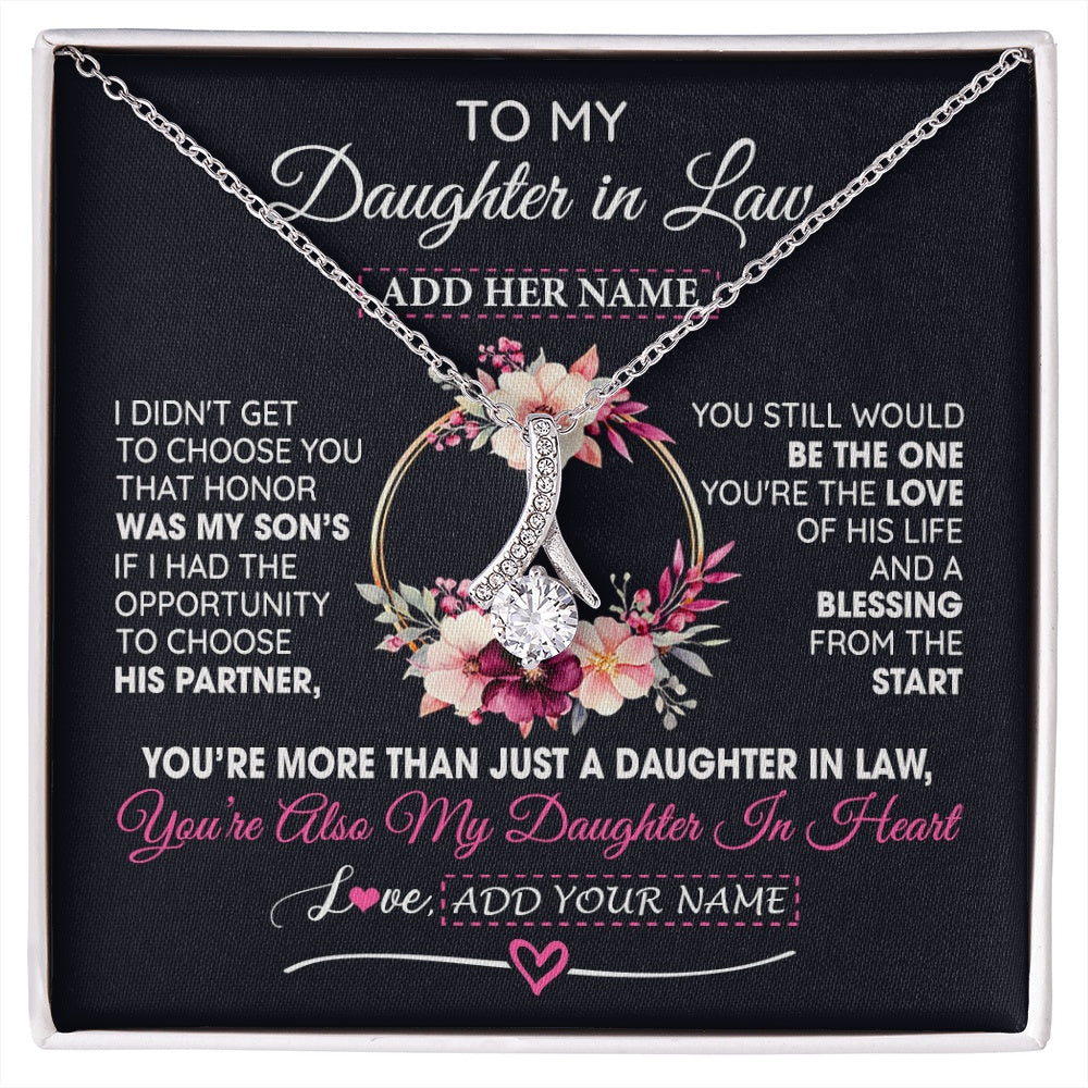 Alluring Beauty Necklace 14K White Gold Finish | 1 | Personalized To My Daughter In Law Gift From Mother In Law Necklace Daughter In Heart Birthday Gift For Daughter In Law Wedding Christmas Gift Box Message Card | siriusteestore.myshopify