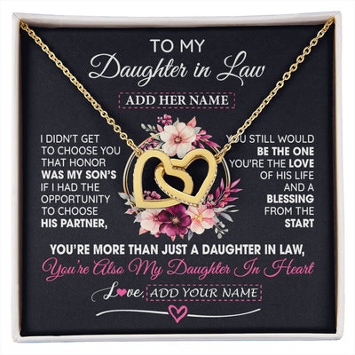 Interlocking Hearts Necklace 18K Yellow Gold Finish | 1 | Personalized To My Daughter In Law Gift From Mother In Law Necklace Daughter In Heart Birthday Gift For Daughter In Law Wedding Christmas Gift Box Message Card | siriusteestore.myshopify