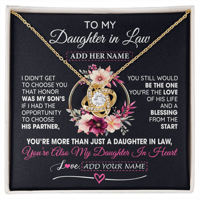 Love Knot Necklace 18K Yellow Gold Finish | 1 | Personalized To My Daughter In Law Gift From Mother In Law Necklace Daughter In Heart Birthday Gift For Daughter In Law Wedding Christmas Gift Box Message Card | siriusteestore.myshopify