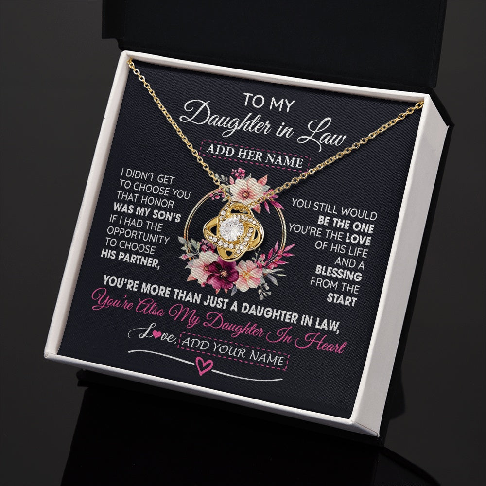Love Knot Necklace 18K Yellow Gold Finish | 2 | Personalized To My Daughter In Law Gift From Mother In Law Necklace Daughter In Heart Birthday Gift For Daughter In Law Wedding Christmas Gift Box Message Card | siriusteestore.myshopify