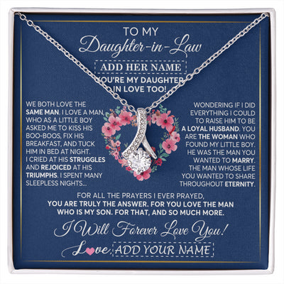 Alluring Beauty Necklace 14K White Gold Finish | 1 | Personalized To My Daughter In Law Gifts Necklace From Mother In Law Bonus Daughter In Law Honor Pendant Jewelry Birthday Customized Gift Box Message Card | siriusteestore