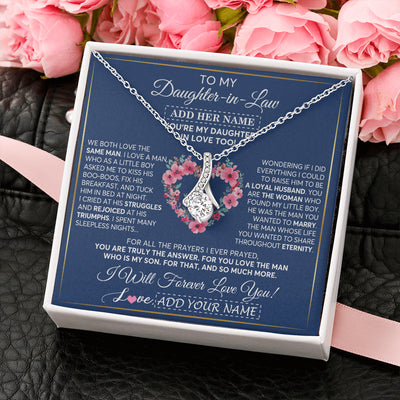 Alluring Beauty Necklace 14K White Gold Finish | 2 | Personalized To My Daughter In Law Gifts Necklace From Mother In Law Bonus Daughter In Law Honor Pendant Jewelry Birthday Customized Gift Box Message Card | siriusteestore