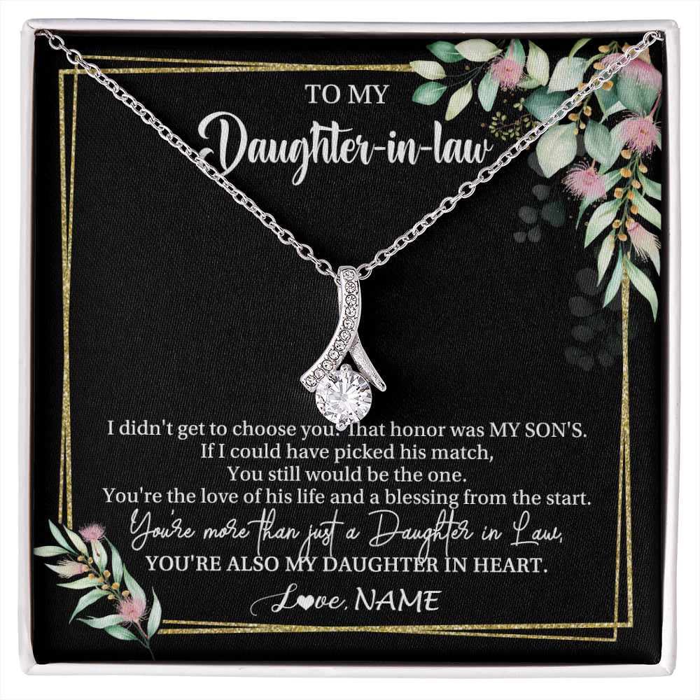 Alluring Beauty Necklace 14K White Gold Finish | 1 | Personalized To My Daughter In Law Necklace Gift From Mother In Law Honor Pendant Jewelry Daughter In Law Birthday Christmas Customized Gift Box Message Card | siriusteestore