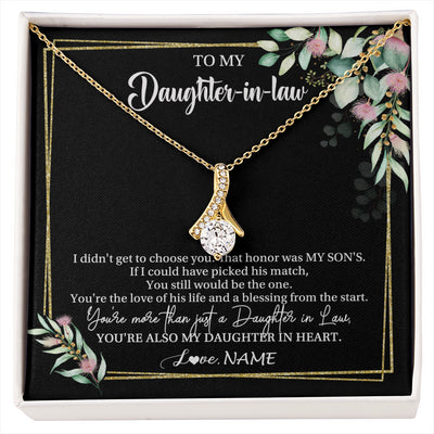 Alluring Beauty Necklace 18K Yellow Gold Finish | 1 | Personalized To My Daughter In Law Necklace Gift From Mother In Law Honor Pendant Jewelry Daughter In Law Birthday Christmas Customized Gift Box Message Card | siriusteestore