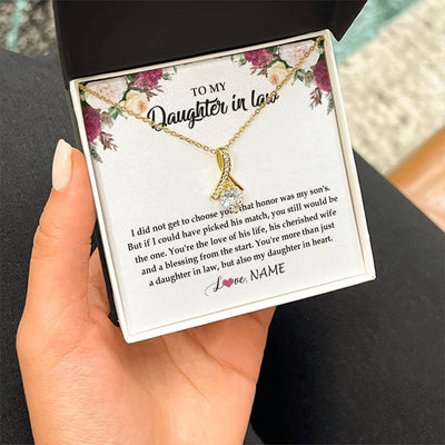 Alluring Beauty Necklace 18K Yellow Gold Finish | Personalized To My Daughter In Law Necklace from Stepmom Stepmother You're More Than Just A Daughter In Law Birthday Jewelry Customized Gift Box Message Card | siriusteestore