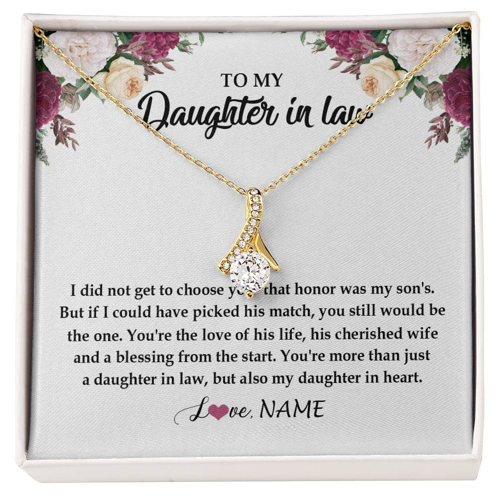 Alluring Beauty Necklace 18K Yellow Gold Finish | Personalized To My Daughter In Law Necklace from Stepmom Stepmother You're More Than Just A Daughter In Law Birthday Jewelry Customized Gift Box Message Card | siriusteestore