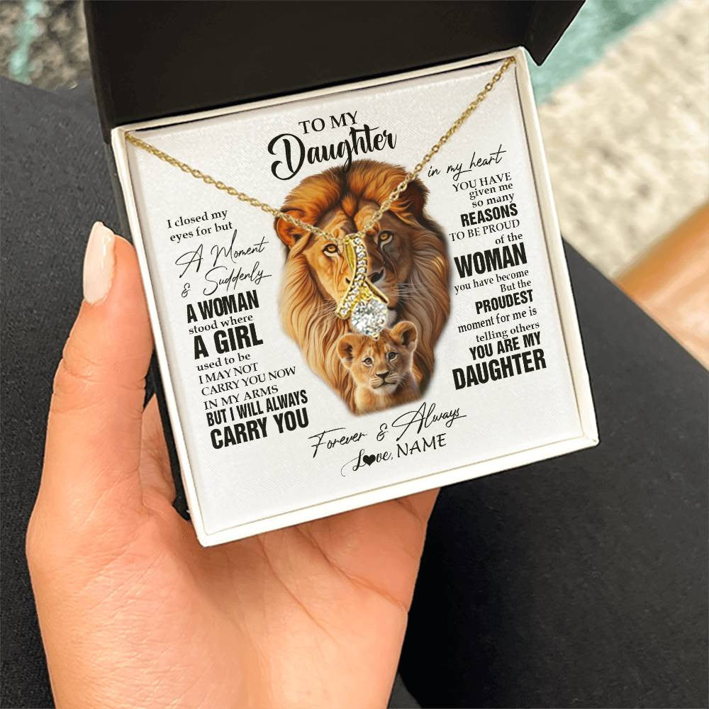 Alluring Beauty Necklace 18K Yellow Gold Finish | 2 | Personalized To My Daughter Lion Necklace From Dad Father I Closed My Eyes Great Daughter Birthday Gifts Graduation Christmas Customized Gift Box Message Card | siriusteestore