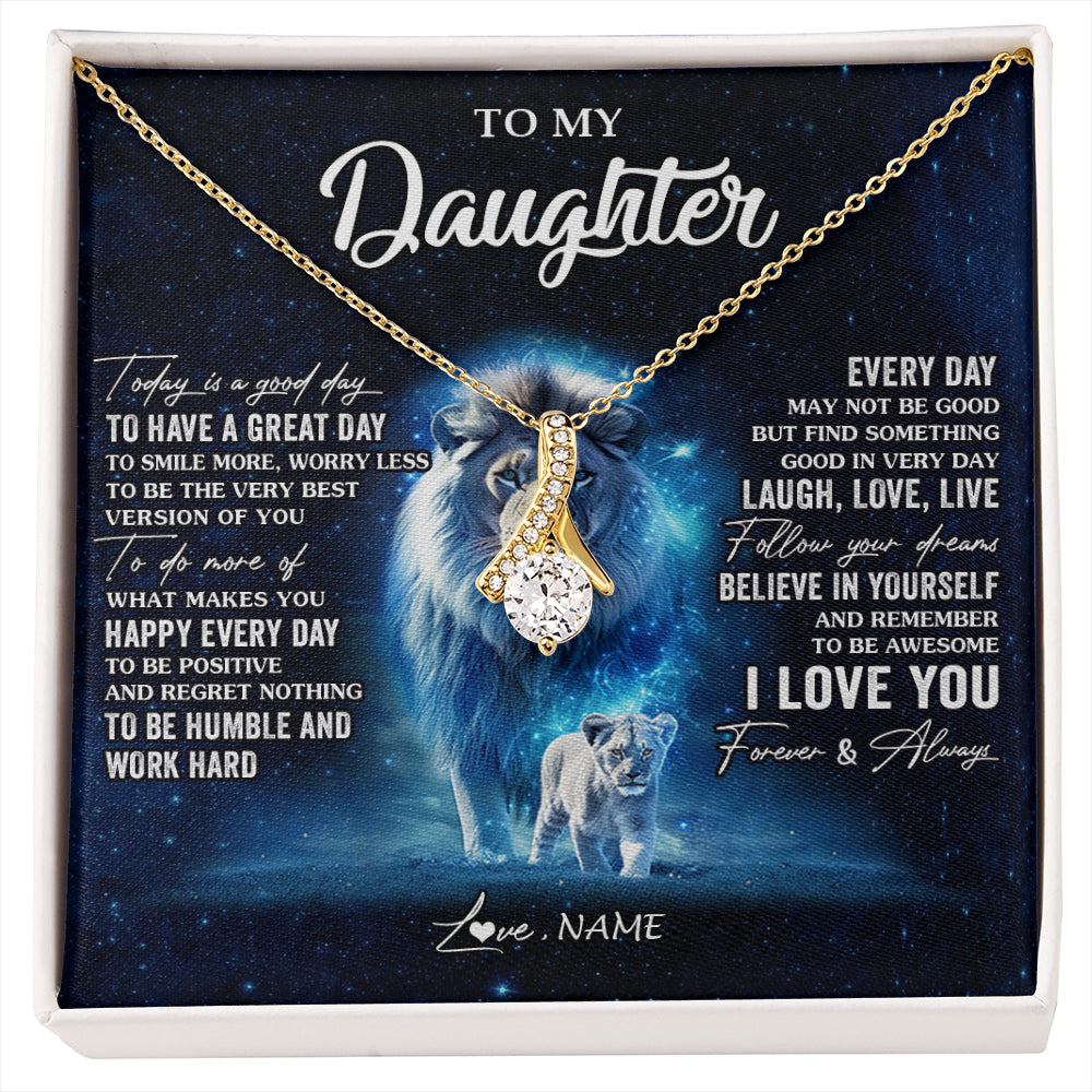 Alluring Beauty Necklace 18K Yellow Gold Finish | 1 | Personalized To My Daughter Lion Necklace From Dad Father Today Is A Good Day Daughter Gifts Birthday Graduation Christmas Customized Gift Box Message Card | siriusteestore