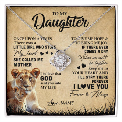 Love Knot Necklace | Personalized To My Daughter Lion Necklace From Mom Mother I'll Stay There Forever Daughter Birthday Graduation Christmas Customized Gift Box Message Card | siriusteestore