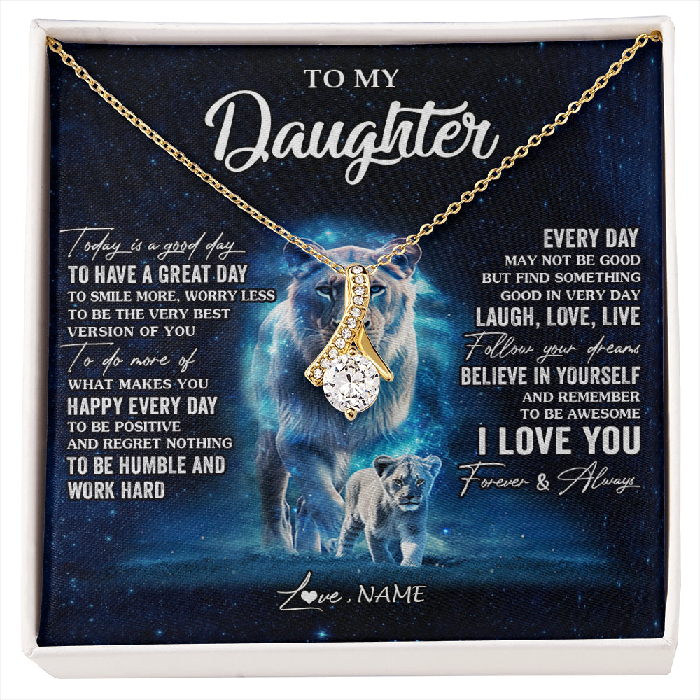 Alluring Beauty Necklace 18K Yellow Gold Finish | 1 | Personalized To My Daughter Lion Necklace From Mom Mother Today Is A Good Day Daughter Gifts Birthday Graduation Christmas Customized Gift Box Message Card | siriusteestore