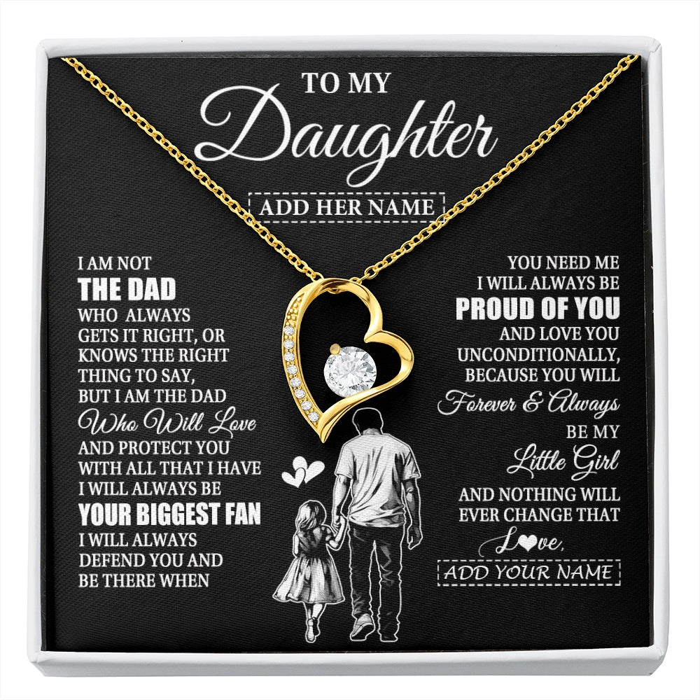 Forever Love Necklace 18K Yellow Gold Finish | 1 | Personalized To My Daughter Necklace From Dad Father Biggest Fan Birthday Gifts For Daughter From Dad Daughter Christmas Custom Gift Box Message Card | siriusteestore.myshopify