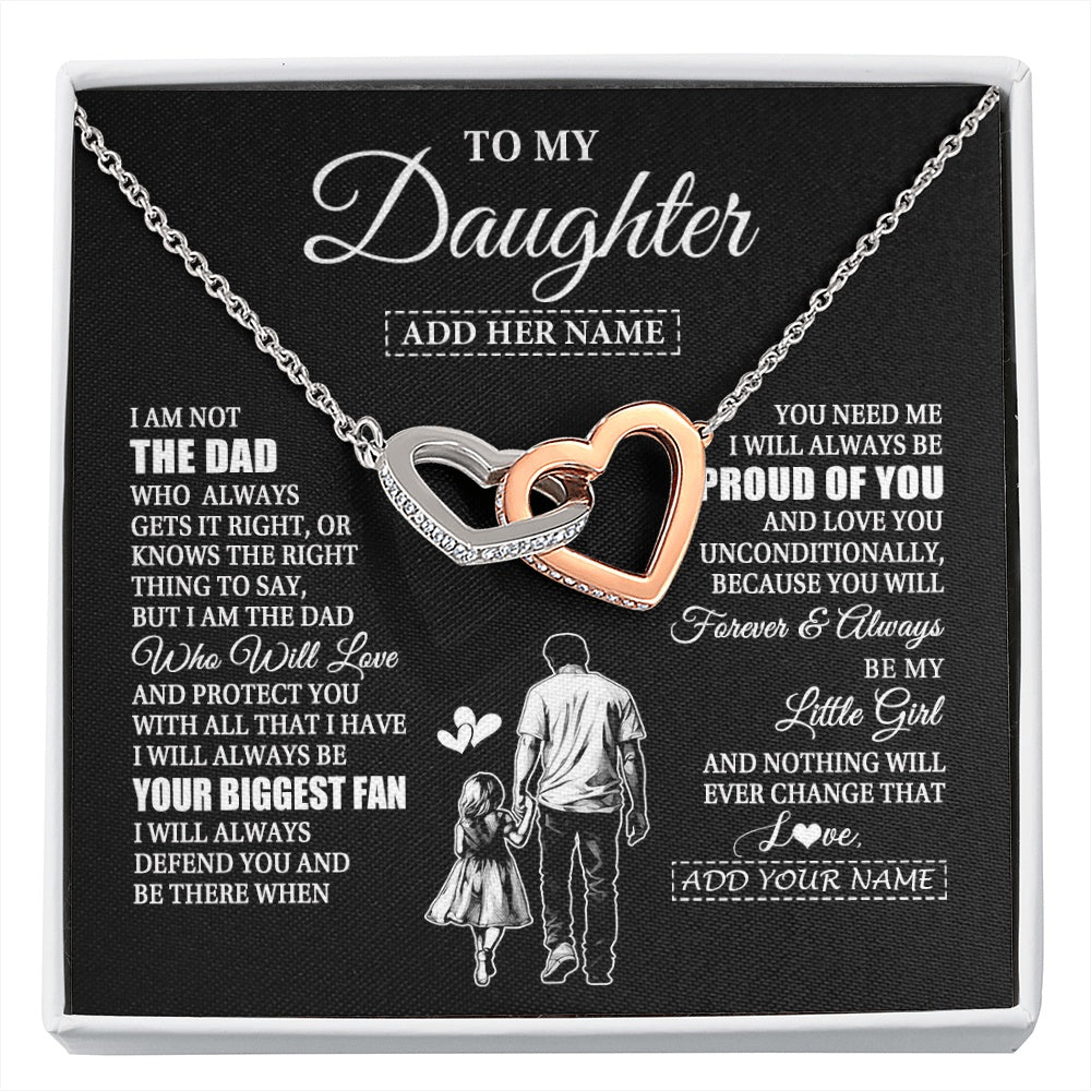 Interlocking Hearts Necklace Stainless Steel & Rose Gold Finish | 1 | Personalized To My Daughter Necklace From Dad Father Biggest Fan Birthday Gifts For Daughter From Dad Daughter Christmas Custom Gift Box Message Card | siriusteestore.myshopify