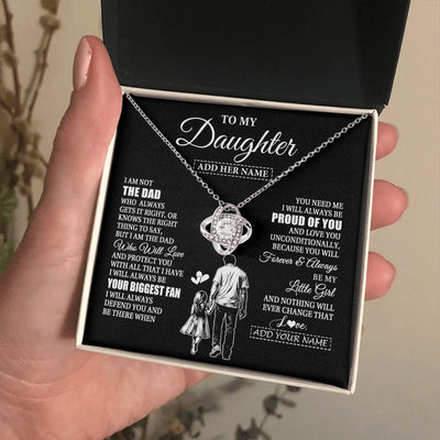 Love Knot Necklace 14K White Gold Finish | 2 | Personalized To My Daughter Necklace From Dad Father Biggest Fan Birthday Gifts For Daughter From Dad Daughter Christmas Custom Gift Box Message Card | siriusteestore.myshopify