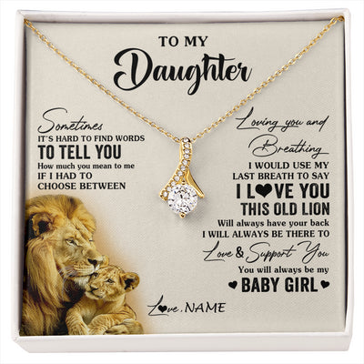 Alluring Beauty Necklace 18K Yellow Gold Finish | 1 | Personalized To My Daughter Necklace From Dad Father I Love You This Old Lion Daughter Birthday Graduation Christmas Jewelry Customized Gift Box Message Card | siriusteestore