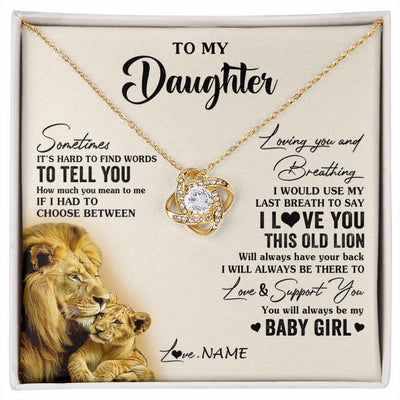 Love Knot Necklace 18K Yellow Gold Finish | 1 | Personalized To My Daughter Necklace From Dad Father I Love You This Old Lion Daughter Birthday Graduation Christmas Jewelry Customized Gift Box Message Card | siriusteestore