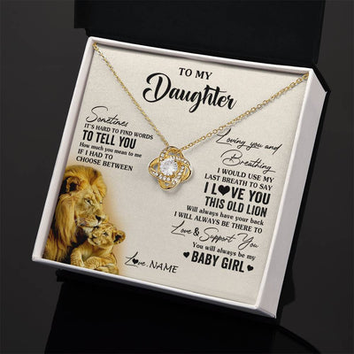 Love Knot Necklace 18K Yellow Gold Finish | 2 | Personalized To My Daughter Necklace From Dad Father I Love You This Old Lion Daughter Birthday Graduation Christmas Jewelry Customized Gift Box Message Card | siriusteestore