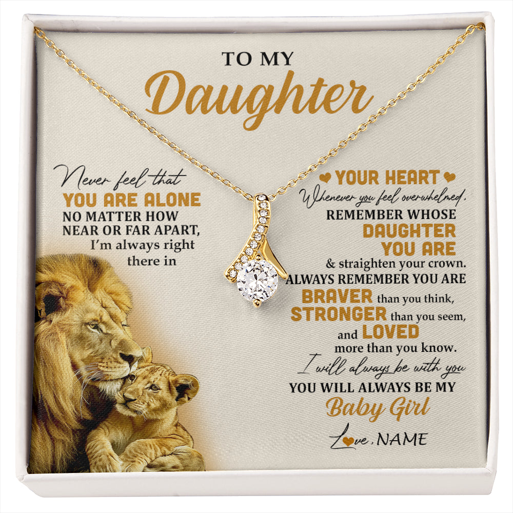 Alluring Beauty Necklace 18K Yellow Gold Finish | 1 | Personalized To My Daughter Necklace From Dad Father Lion Never Feel That You Are Alone Great Daughter Birthday Christmas Customized Gift Box Message Card | siriusteestore