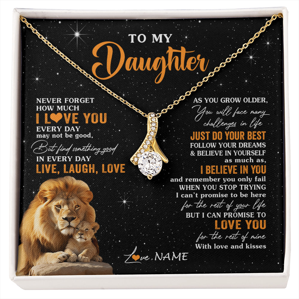 Alluring Beauty Necklace 18K Yellow Gold Finish | 1 | Personalized To My Daughter Necklace From Dad Father Live Laugh Love Lion Daughter Birthday Positive Graduation Christmas Customized Gift Box Message Card | siriusteestore