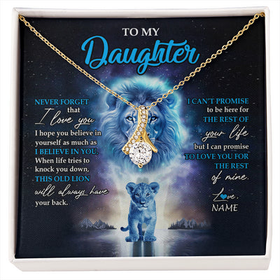 Alluring Beauty Necklace 18K Yellow Gold Finish | 1 | Personalized To My Daughter Necklace From Dad Father Never Forget I Love You Lion Daughter Jewelry Birthday Graduation Christmas Customized Message Card | siriusteestore