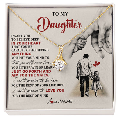 Alluring Beauty Necklace 18K Yellow Gold Finish | 1 | Personalized To My Daughter Necklace From Dad Father Promise To Love You Daughter Birthday Jewelry Graduation Christmas Customized Gift Box Message Card | siriusteestore