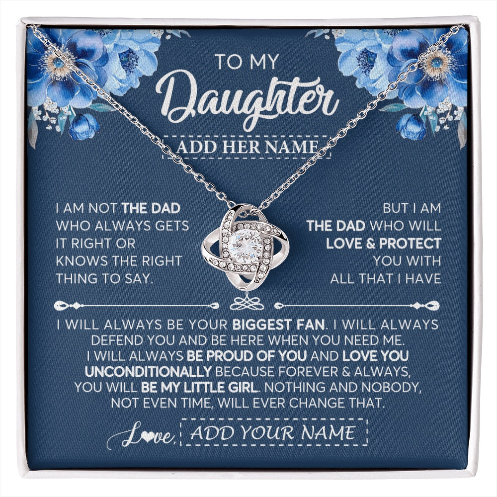 Love Knot Necklace 14K White Gold Finish | 1 | Personalized To My Daughter Necklace From Dad Father Proud Of You Birthday Gifts For Daughter Jewelry Gifts Christmas Custom Gift Box Message Card | https://siriusteestore.