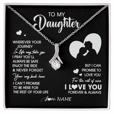 Alluring Beauty Necklace 14K White Gold Finish | 1 | Personalized To My Daughter Necklace From Dad Father Wherever Your Journey Daughter Birthday Gifts Graduation Christmas Customized Gift Box Message Card | siriusteestore