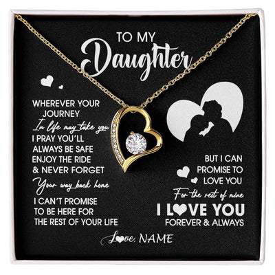 Forever Love Necklace 18K Yellow Gold Finish | 1 | Personalized To My Daughter Necklace From Dad Father Wherever Your Journey Daughter Birthday Gifts Graduation Christmas Customized Gift Box Message Card | siriusteestore