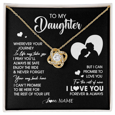 Love Knot Necklace 18K Yellow Gold Finish | 1 | Personalized To My Daughter Necklace From Dad Father Wherever Your Journey Daughter Birthday Gifts Graduation Christmas Customized Gift Box Message Card | siriusteestore