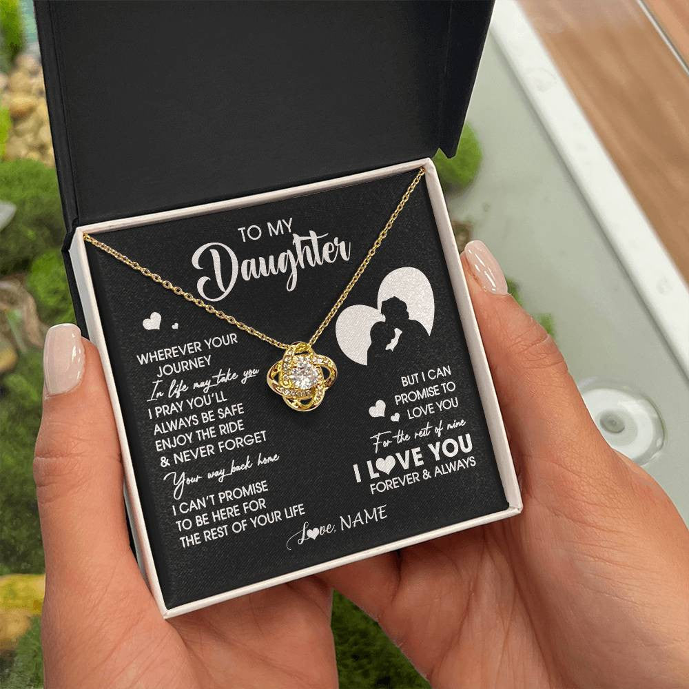 Love Knot Necklace 18K Yellow Gold Finish | 2 | Personalized To My Daughter Necklace From Dad Father Wherever Your Journey Daughter Birthday Gifts Graduation Christmas Customized Gift Box Message Card | siriusteestore