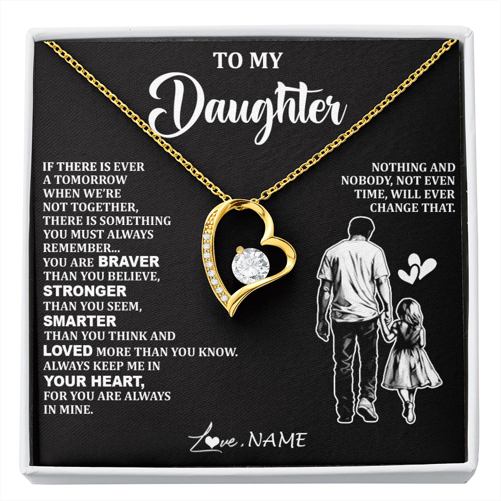Forever Love Necklace 18K Yellow Gold Finish | 1 | Personalized To My Daughter Necklace From Dad Father You Are Always In Mine Beautiful Daughter Birthday Jewelry Graduation Christmas With Gift Box Message Card | siriusteestore