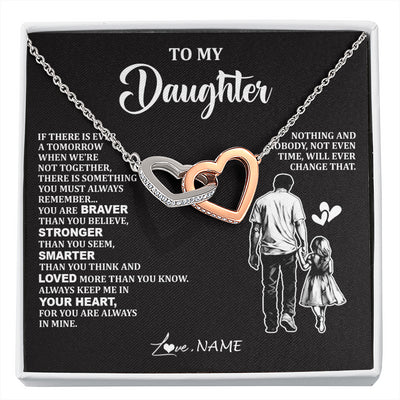 Interlocking Hearts Necklace Stainless Steel & Rose Gold Finish | 1 | Personalized To My Daughter Necklace From Dad Father You Are Always In Mine Beautiful Daughter Birthday Jewelry Graduation Christmas With Gift Box Message Card | siriusteestore