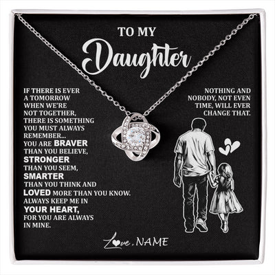 Love Knot Necklace 14K White Gold Finish | 1 | Personalized To My Daughter Necklace From Dad Father You Are Always In Mine Beautiful Daughter Birthday Jewelry Graduation Christmas With Gift Box Message Card | siriusteestore