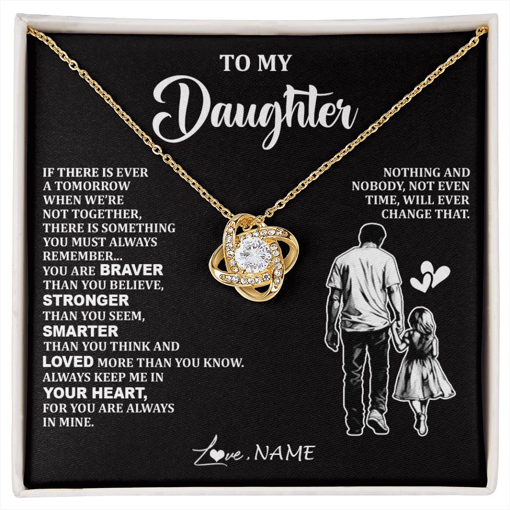 Love Knot Necklace 18K Yellow Gold Finish | 1 | Personalized To My Daughter Necklace From Dad Father You Are Always In Mine Beautiful Daughter Birthday Jewelry Graduation Christmas With Gift Box Message Card | siriusteestore