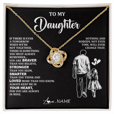 Love Knot Necklace 18K Yellow Gold Finish | 1 | Personalized To My Daughter Necklace From Dad Father You Are Always In Mine Beautiful Daughter Birthday Jewelry Graduation Christmas With Gift Box Message Card | siriusteestore