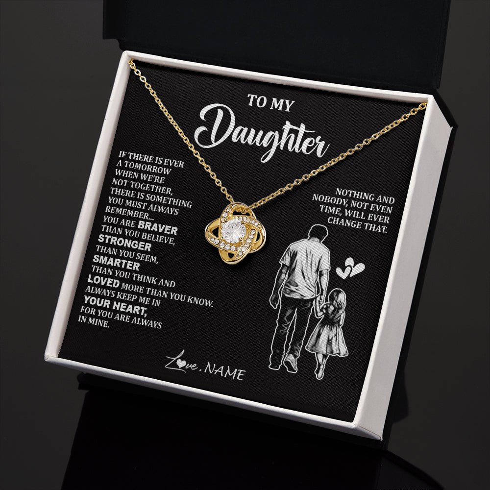 Love Knot Necklace 18K Yellow Gold Finish | 2 | Personalized To My Daughter Necklace From Dad Father You Are Always In Mine Beautiful Daughter Birthday Jewelry Graduation Christmas With Gift Box Message Card | siriusteestore