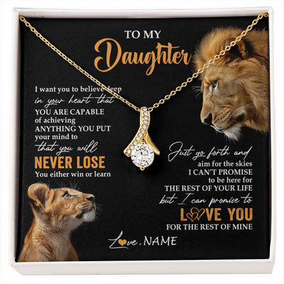 Alluring Beauty Necklace 18K Yellow Gold Finish | 1 | Personalized To My Daughter Necklace From Dad Father You Will Never Lose Lion Daughter Birthday Gifts Graduation Christmas Customized Gift Box Message Card | siriusteestore