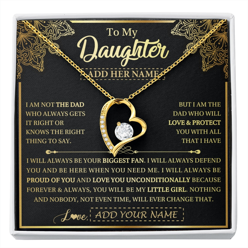 Forever Love Necklace 18K Yellow Gold Finish | 1 | Personalized To My Daughter Necklace From Dad Father Your Biggest Fan Birthday Gifts For Daughter Gifts Christmas Jewelry Custom Gift Box Message Card | siriusteestore.myshopify